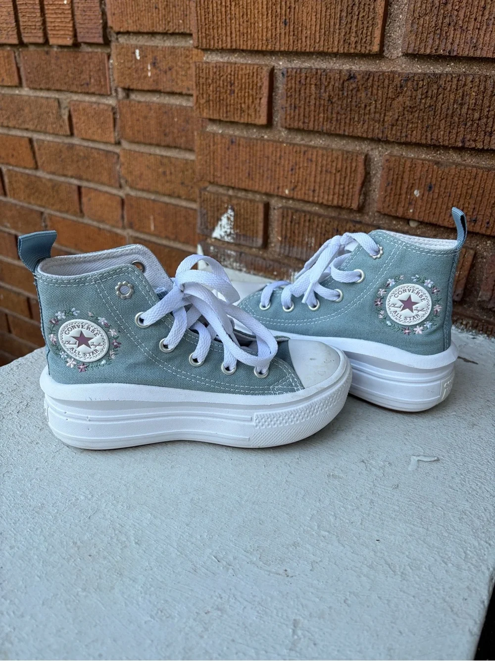 Converse Kids' High Top Platform Sneakers - light blue with White